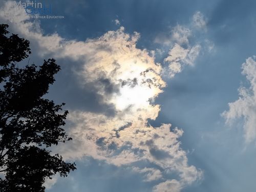 Aureole (Hof) um die Sonne (am Rand von Cumulus) / Aureole around the sun (at the edge of Cumulus)